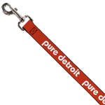Dog Leash - PURE DETROIT Text Repeat Burnt Orange/White