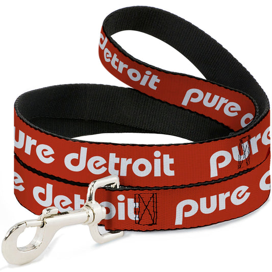 Dog Leash - PURE DETROIT Text Repeat Burnt Orange/White