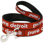 Dog Leash - PURE DETROIT Text Repeat Burnt Orange/White