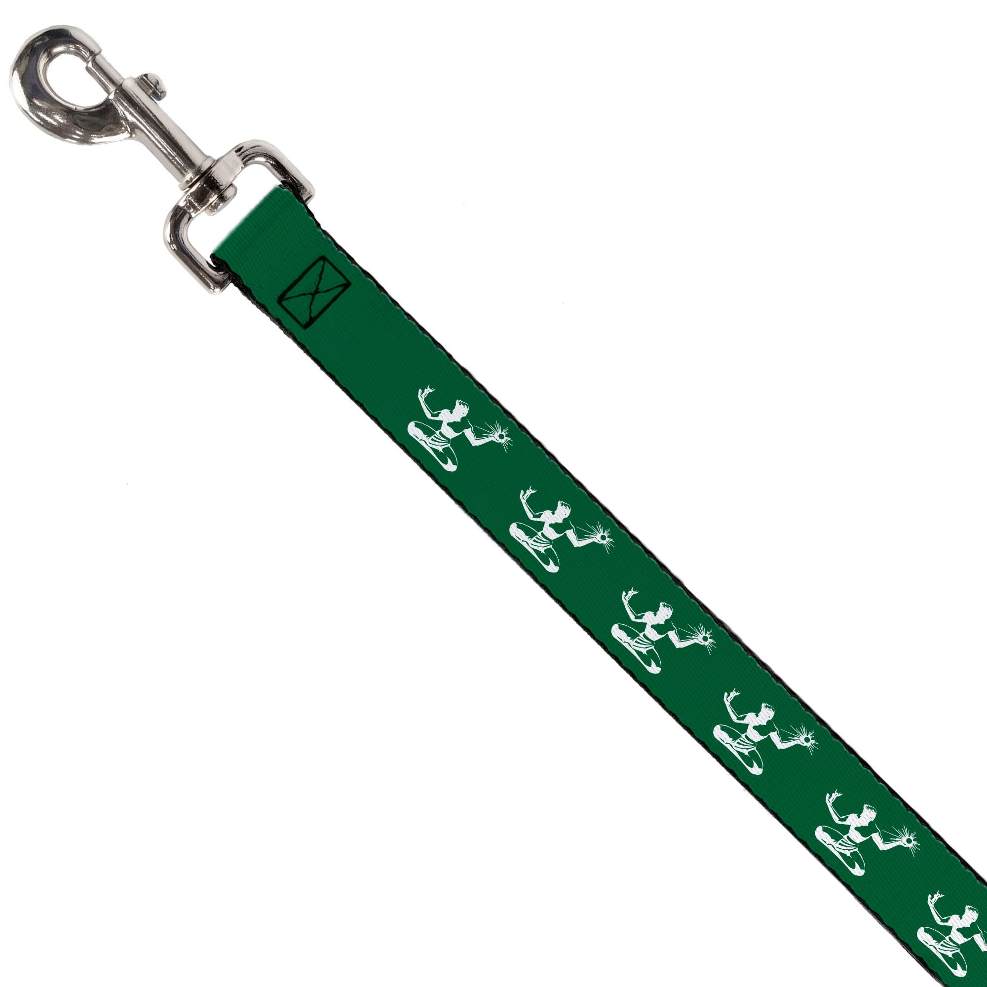 Dog Leash - Spirit of Detroit Logo Repeat Forest Green/White