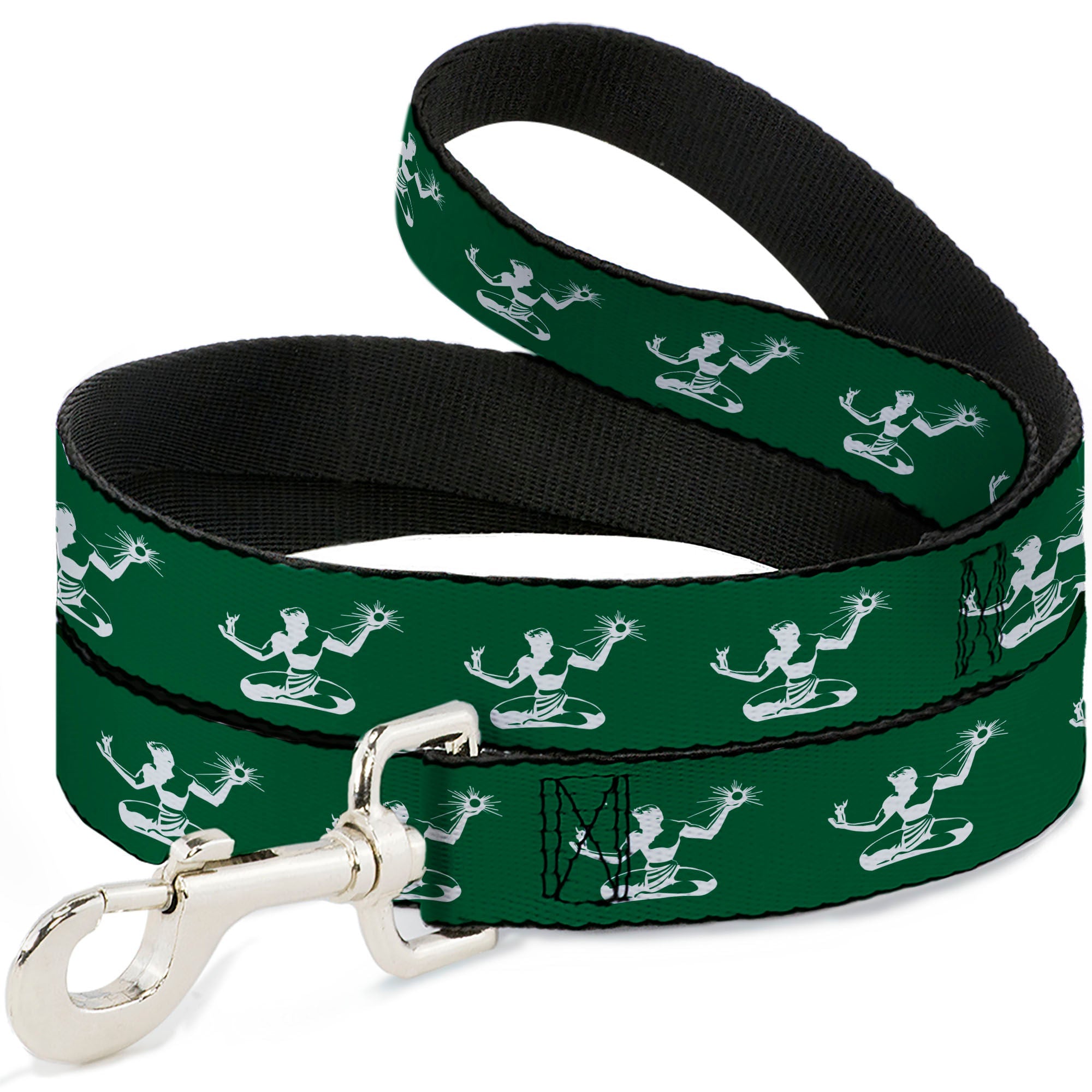 Dog Leash - Spirit of Detroit Logo Repeat Forest Green/White
