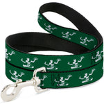 Dog Leash - Spirit of Detroit Logo Repeat Forest Green/White