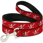 Dog Leash - Spirit of Detroit Logo Repeat Red/White