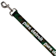 Dog Leash - PURE DETROIT Text Camo Olive/White
