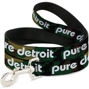 Dog Leash - PURE DETROIT Text Camo Olive/White