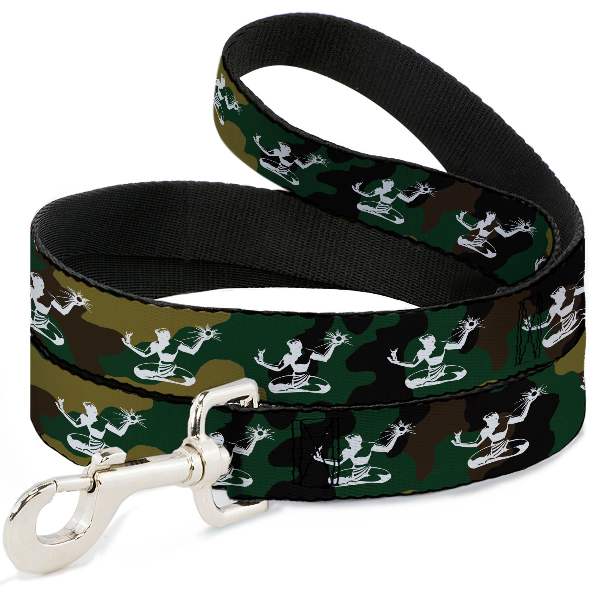 Dog Leash - Spirit of Detroit Logo Camo Olive/White