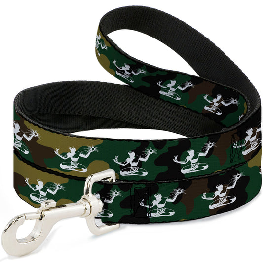 Dog Leash - Spirit of Detroit Logo Camo Olive/White
