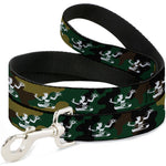 Dog Leash - Spirit of Detroit Logo Camo Olive/White