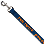 Dog Leash - PURE DETROIT Text Navy/Bright Orange