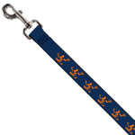 Dog Leash - Spirit of Detroit Logo Navy/Bright Orange
