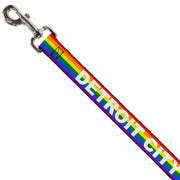 Dog Leash - DETROIT CITY Text Pride Flag Rainbow/White