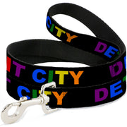 Dog Leash - DETROIT CITY Black/Rainbow