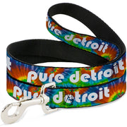 Dog Leash - PURE DETROIT Text BD Tie Dye13/White