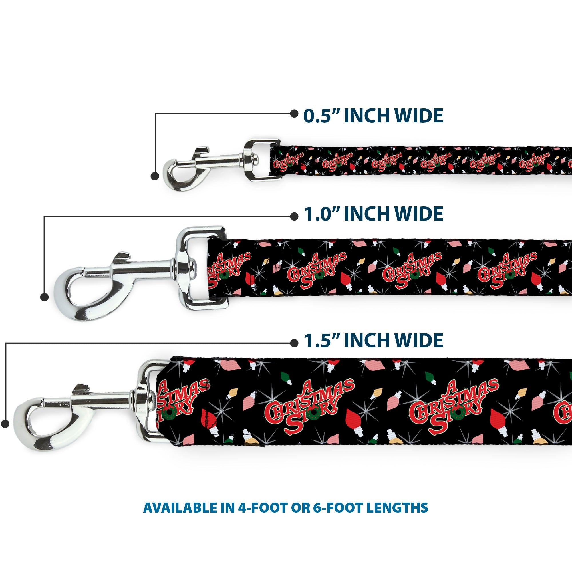 Dog Leash - A CHRISTMAS STORY Title Logo and Lights Black/Reds