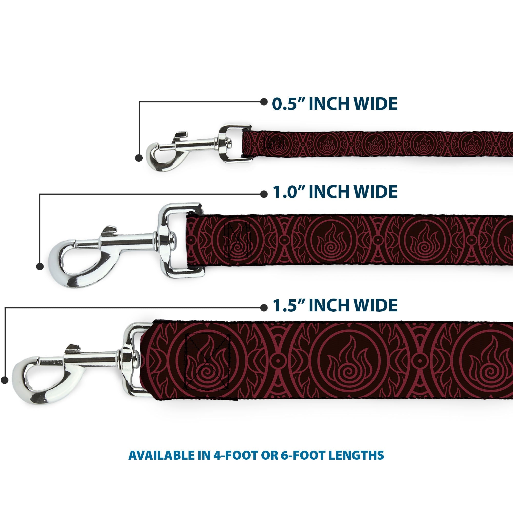 Dog Leash - Avatar Last Airbender Fire Element Symbol Black/Red