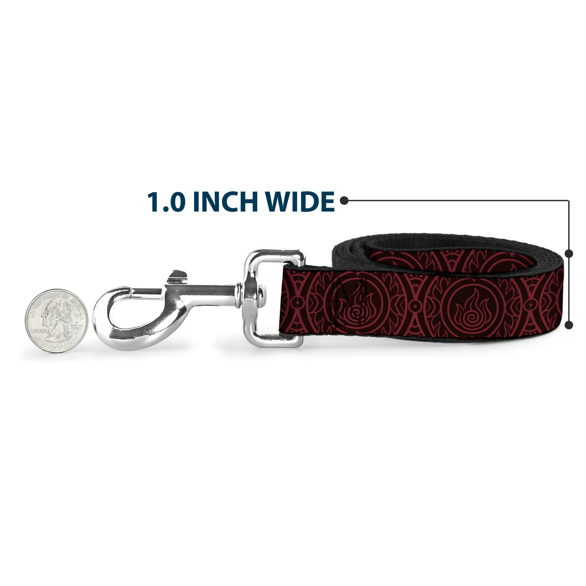 Dog Leash - Avatar Last Airbender Fire Element Symbol Black/Red
