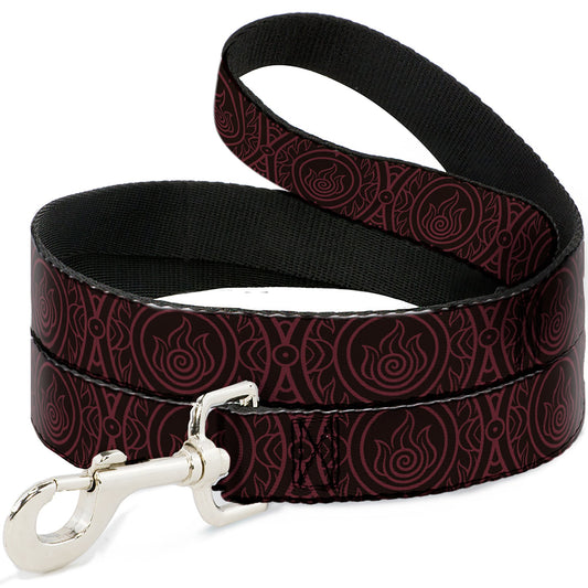 Dog Leash - Avatar Last Airbender Fire Element Symbol Black/Red