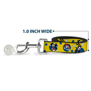 Dog Leash - Animaniacs Yakko Wakko and Dot Poses Yellow/Blue