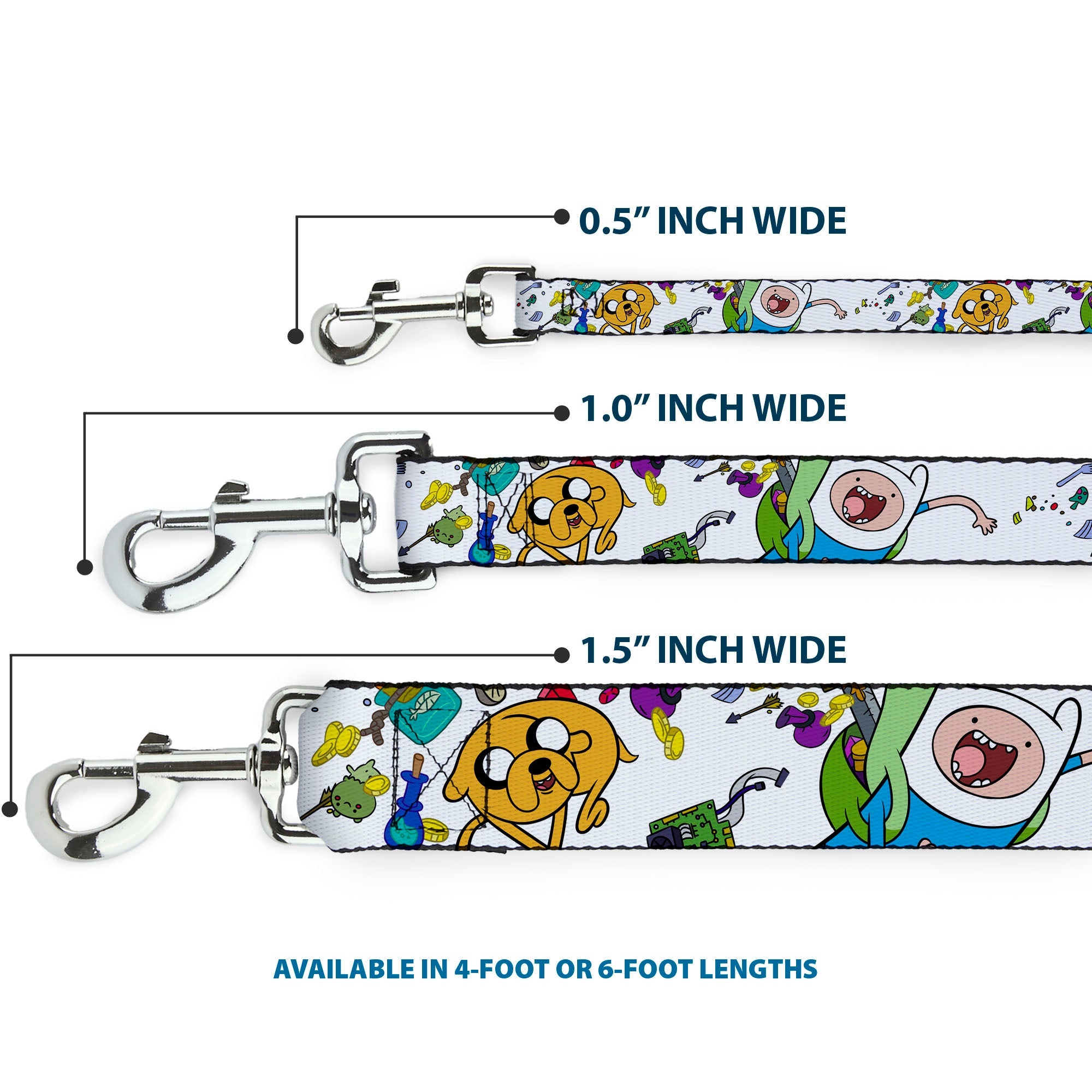 Dog Leash - Adventure Time Jake and Finn Open Pack Pose White