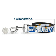 Dog Leash - Adventure Time Ice King Poses and Bolts White/Blue