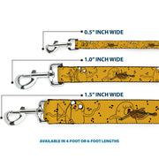 Dog Leash - Adventure Time Jake Dancing and Violin Poses Yellow