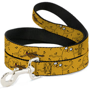 Dog Leash - Adventure Time Jake Dancing and Violin Poses Yellow