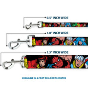 Dog Leash - 5-Marvel Characters Black