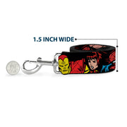 Dog Leash - 5-Marvel Characters Black