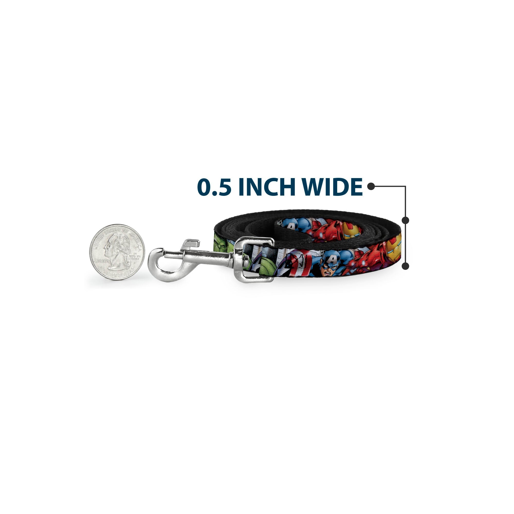 Dog Leash - Marvel Avengers 4-Superhero Poses CLOSE-UP