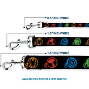 Dog Leash - Marvel Avengers Superhero Logos Black/Multi Color