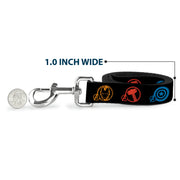 Dog Leash - Marvel Avengers Superhero Logos Black/Multi Color