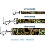 Dog Leash - LOKI Poses Black/Gold/Green