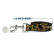Dog Leash - LOKI Poses Black/Gold/Green