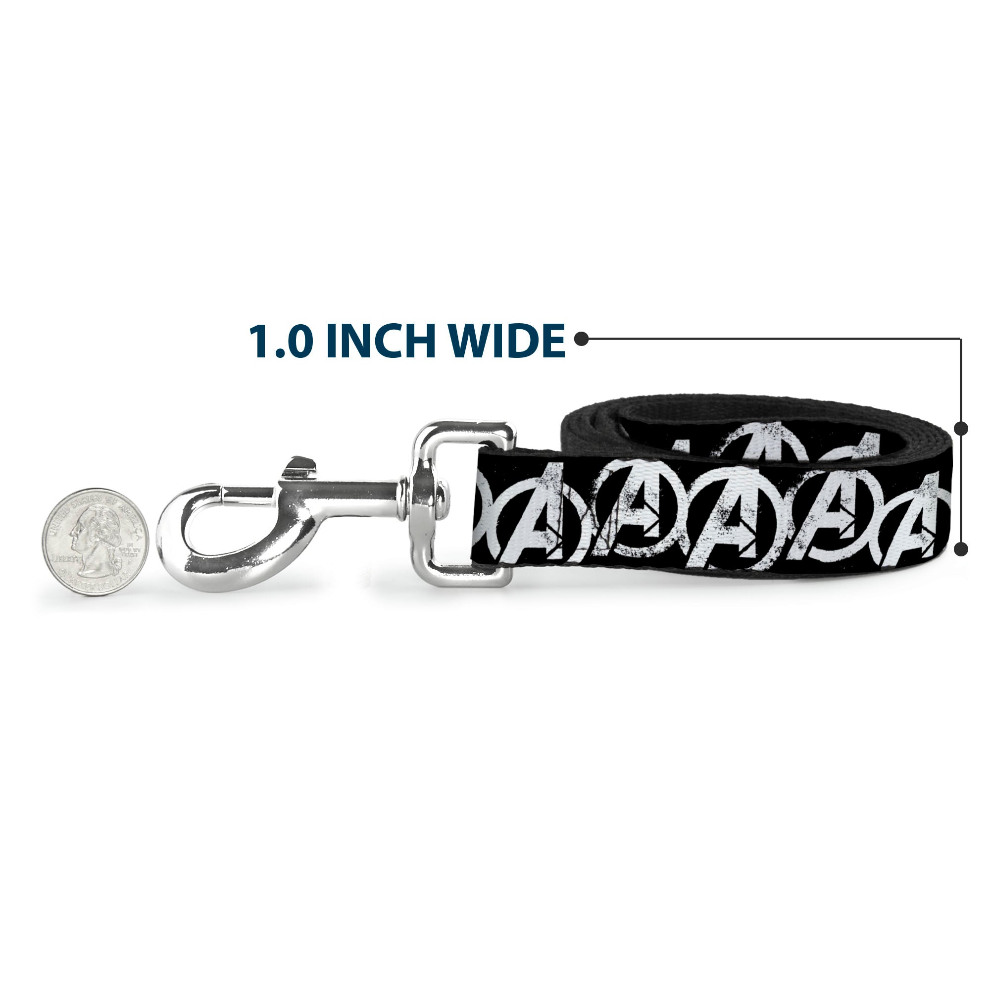 Dog Leash - Avengers "A" Logo Weathered Black/White