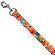 Dog Leash - Marvel 9-Avengers Halloween Jack-O-Lantern Pumpkin Icons Scattered Orange