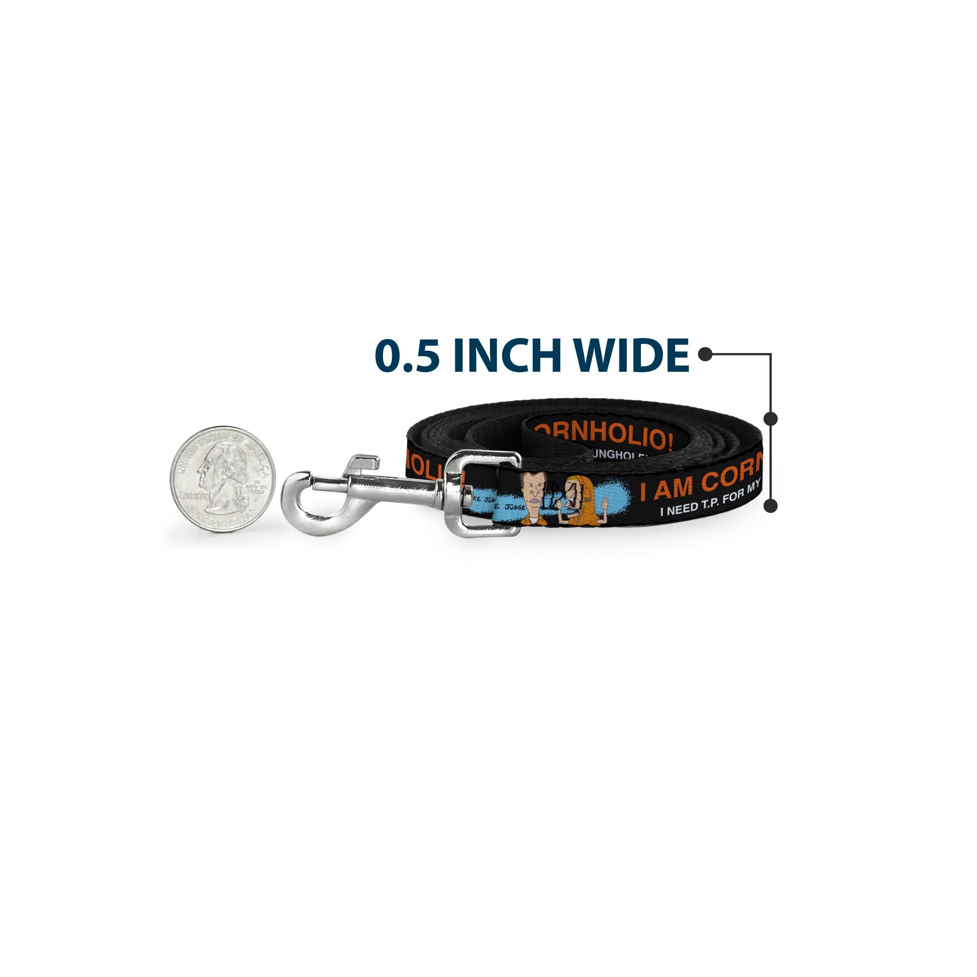 Dog Leash - Beavis and Butt-Head I AM CORNHOLIO Pose Black/Orange/White