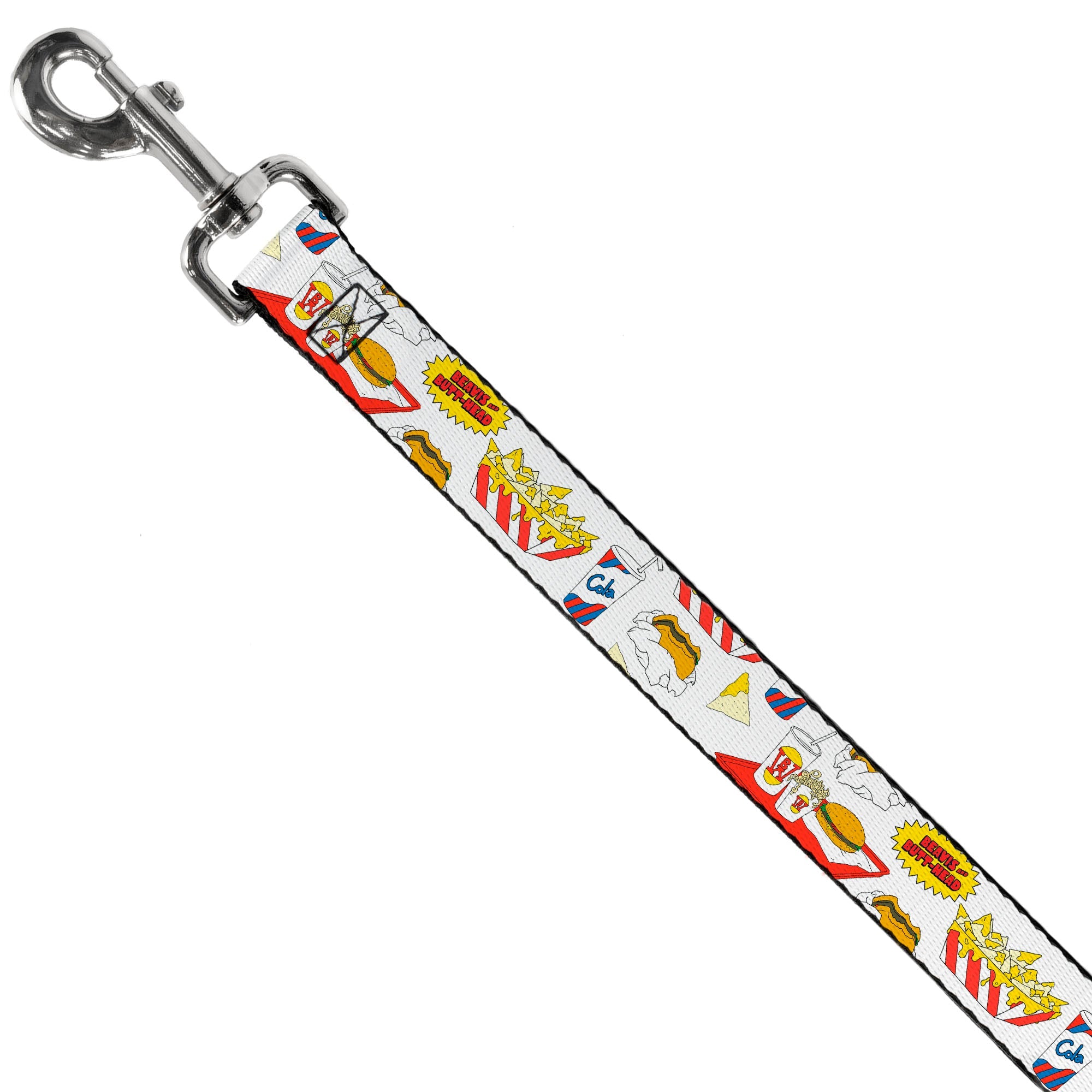 Dog Leash - BEAVIS AND BUTT-HEAD Burger World Icons Collage White