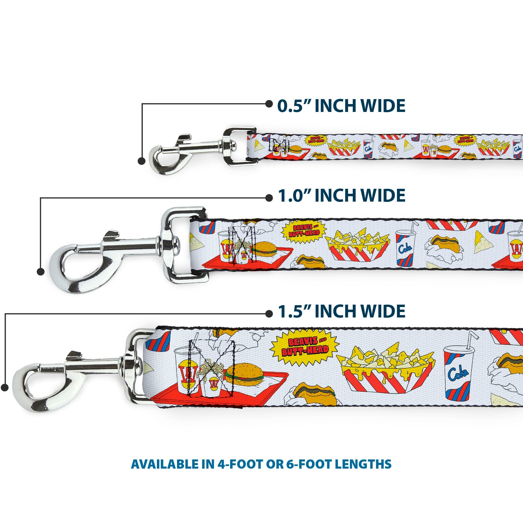 Dog Leash - BEAVIS AND BUTT-HEAD Burger World Icons Collage White