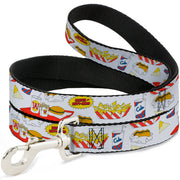 Dog Leash - BEAVIS AND BUTT-HEAD Burger World Icons Collage White