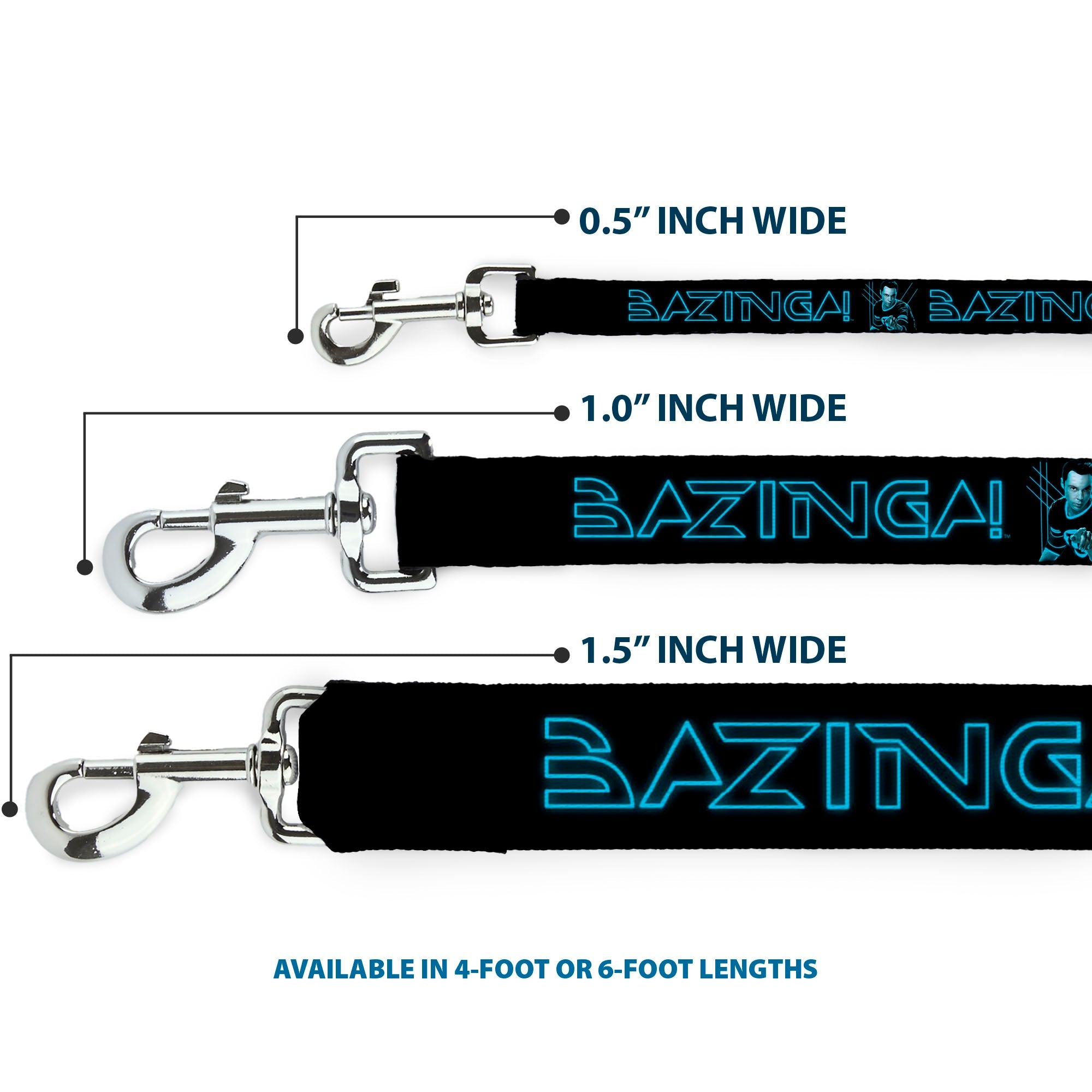 Dog Leash - Sheldon/BAZINGA! Black/Blue Glow