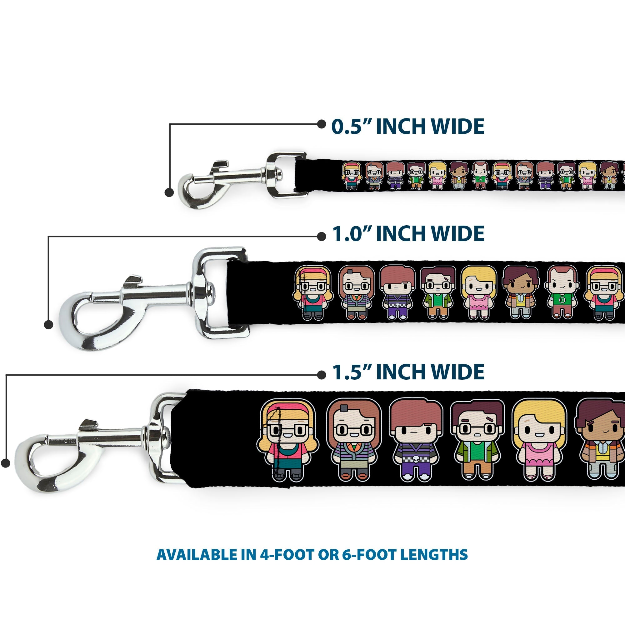 Dog Leash - Big Bang Theory Chibi Characters Black