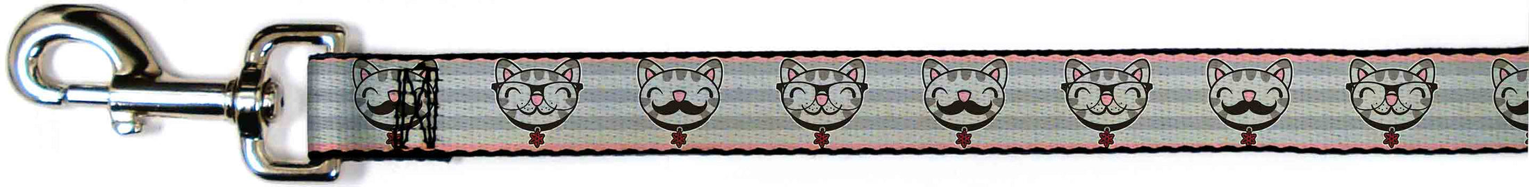 Dog Leash - Soft Kitty Nerd/Mustacho Expressions Stripe Grays