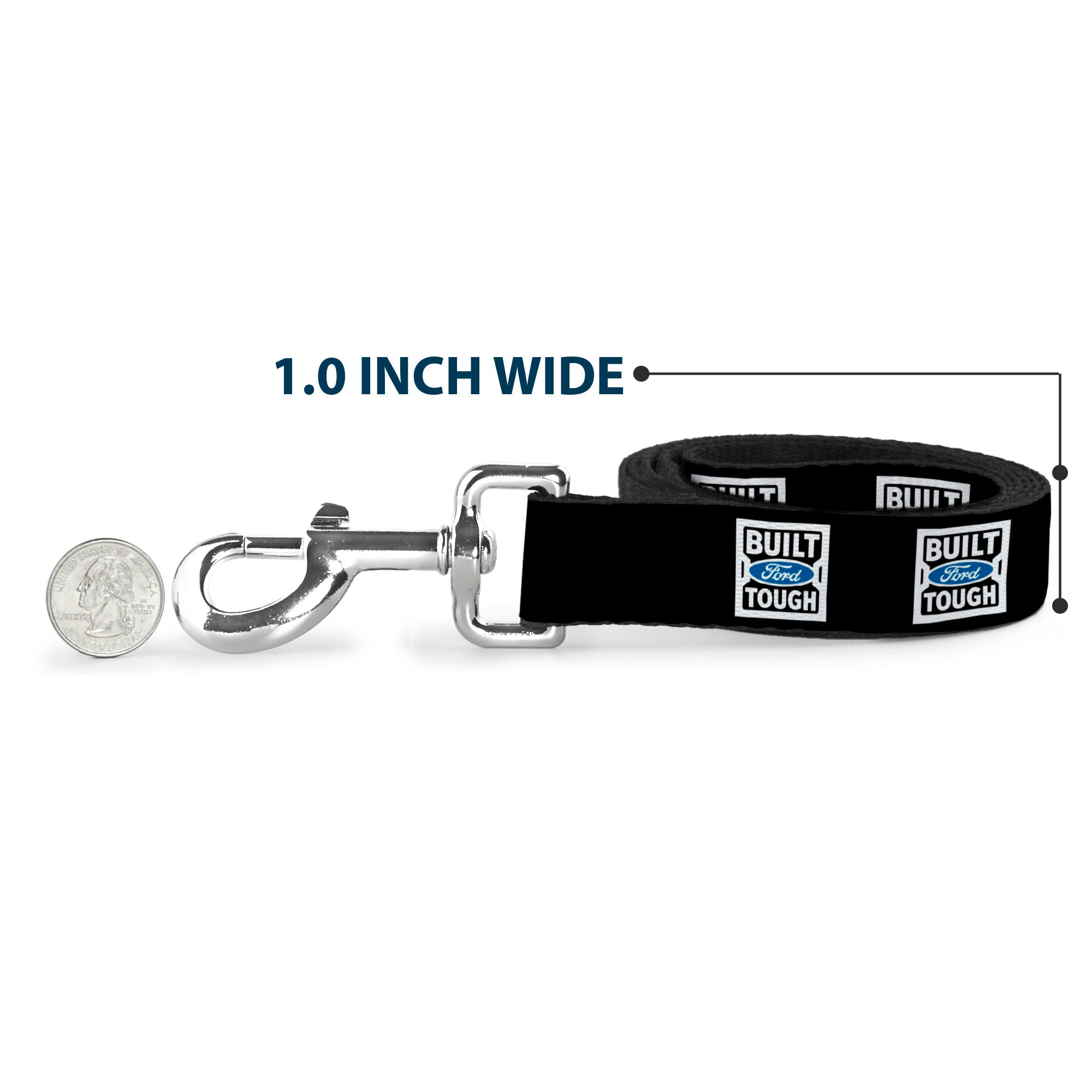 Dog Leash - BUILT FORD TOUGH Logo2 Black/White/Blue