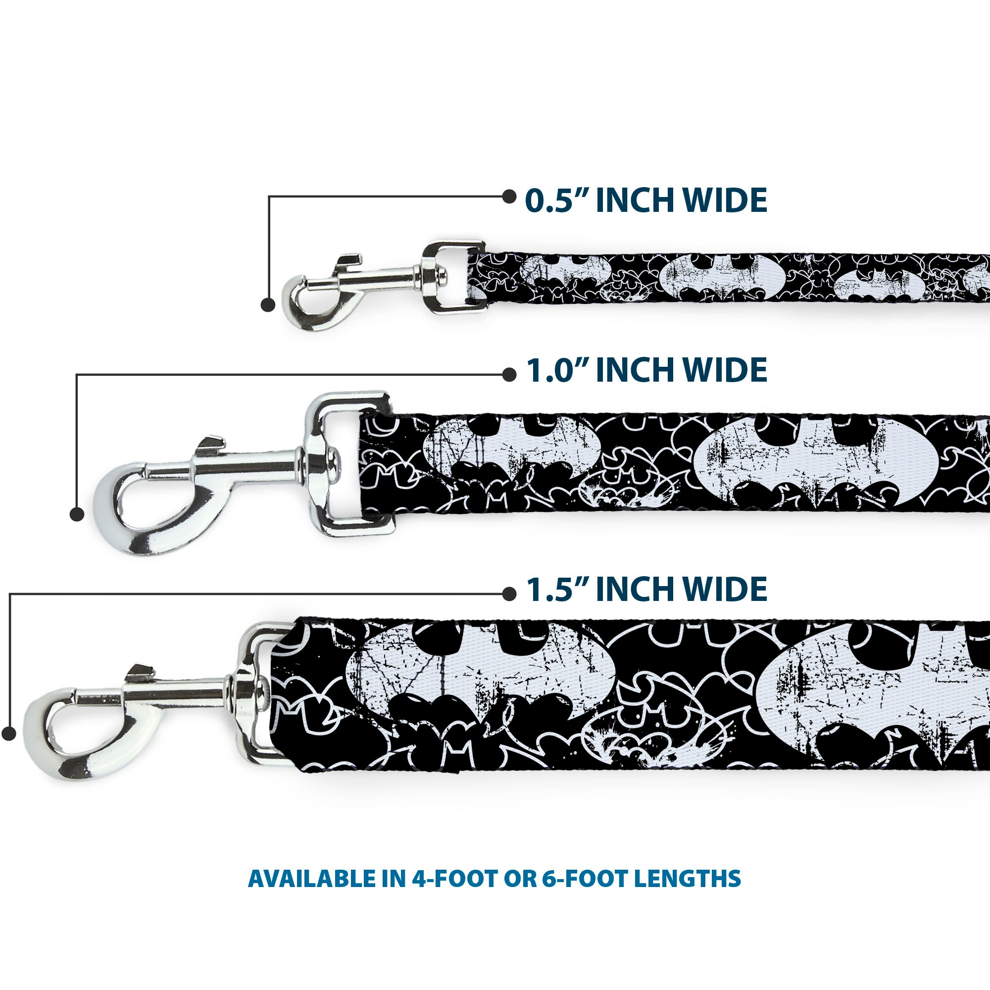 Dog Leash - Batman Outlines Black/White