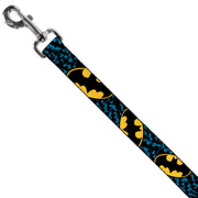 Dog Leash - Bat Signals Stacked w/CLOSE-UP Blue/Black/Yellow