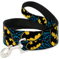 Load image into Gallery viewer, Dog Leash - Bat Signals Stacked w/CLOSE-UP Blue/Black/Yellow
