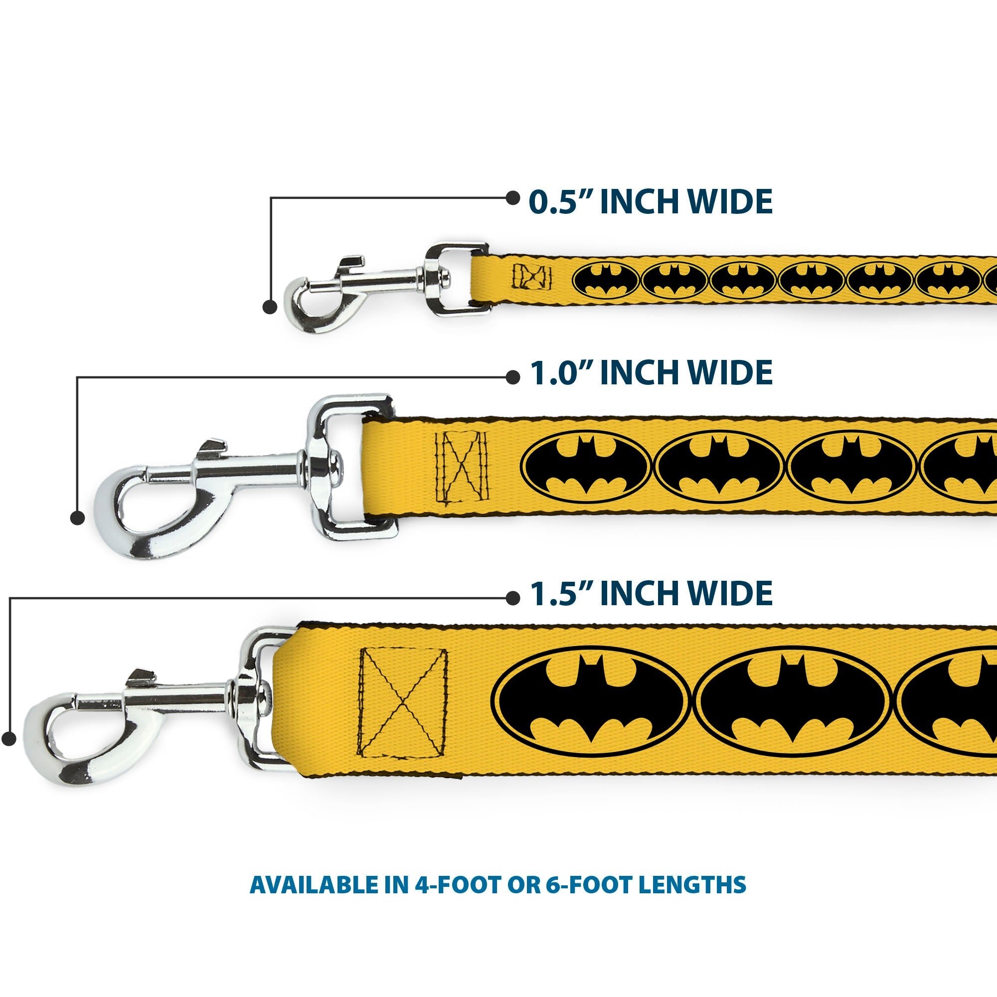 Dog Leash - Bat Signal-3 Yellow/Black/Yellow