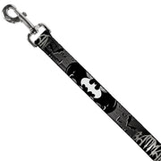 Dog Leash - BATMAN w/Bat Signals & Flying Bats Black/White