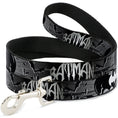 Load image into Gallery viewer, Dog Leash - BATMAN w/Bat Signals & Flying Bats Black/White

