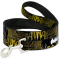 Load image into Gallery viewer, Dog Leash - BATMAN w/Bat Signals & Flying Bats Yellow/Black/White
